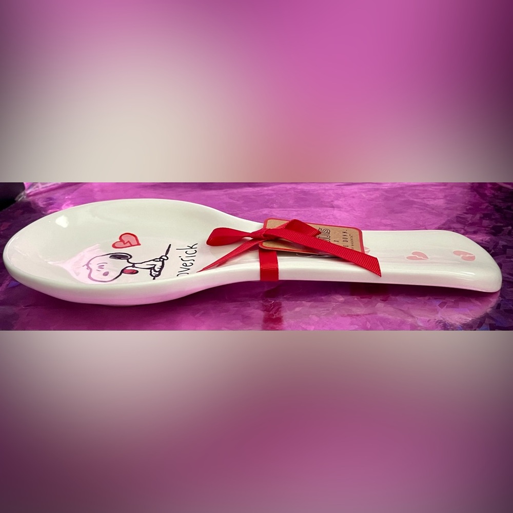 Rae Dunn Peanuts Snoopy Lovesick   Spoon Rest with Red Hearts 💔 - Picture 6 of 10